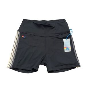 Aviator Nation Black Shorts with Stripe Detail